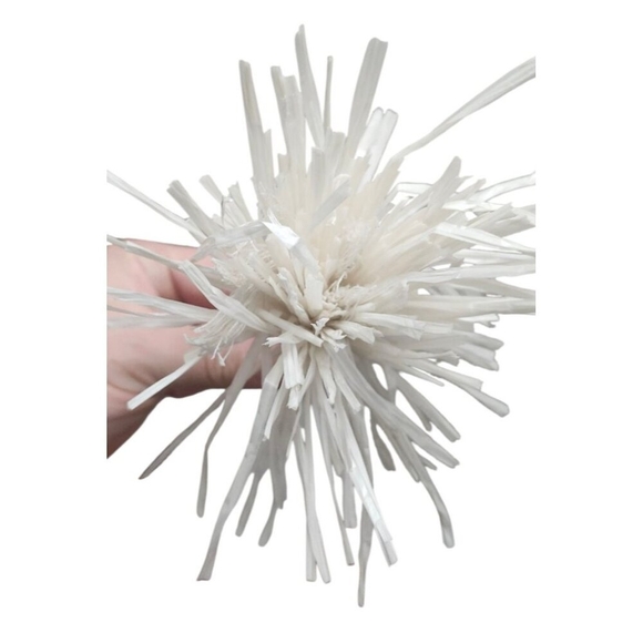 Women's Brooch Aster Flower Voluminous Design Made of White Ribbons with Shimmer - Picture 5 of 10